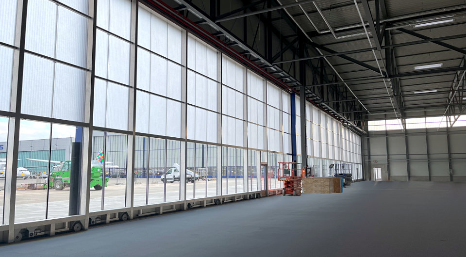 Mönchengladbach Airport hangar interior, Panolux
